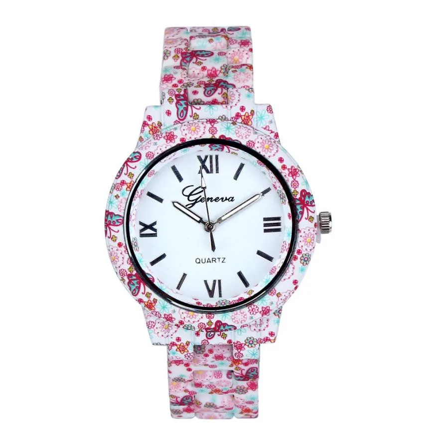 Имитация фарфоровые часы для женщин и мужчин с цветочным принтом, аналоговые наручные часы, женские часы с браслетом, кварцевые часы Relogio# LH