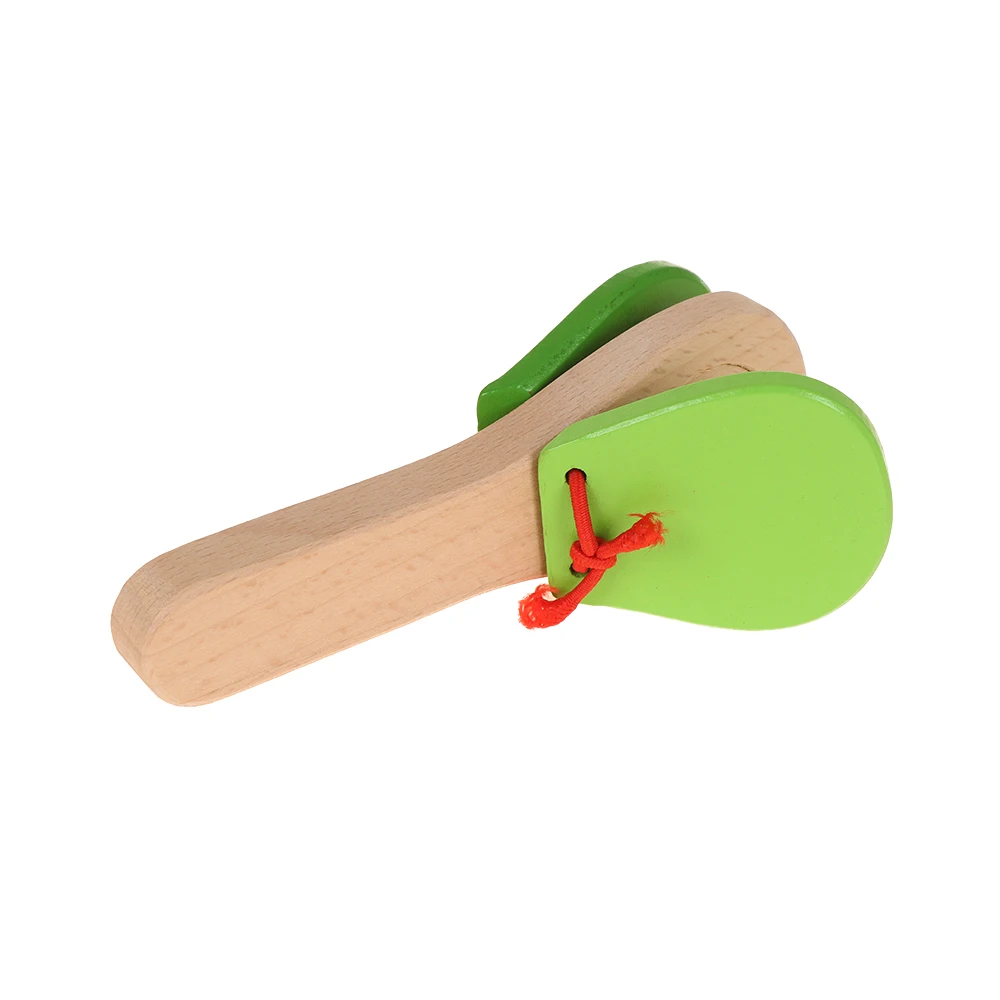 

1Pcs Children Clapper Handle Castanet Musical Instrument Early Educational Toy Kids Gift Wooden Creative Funny Castanet