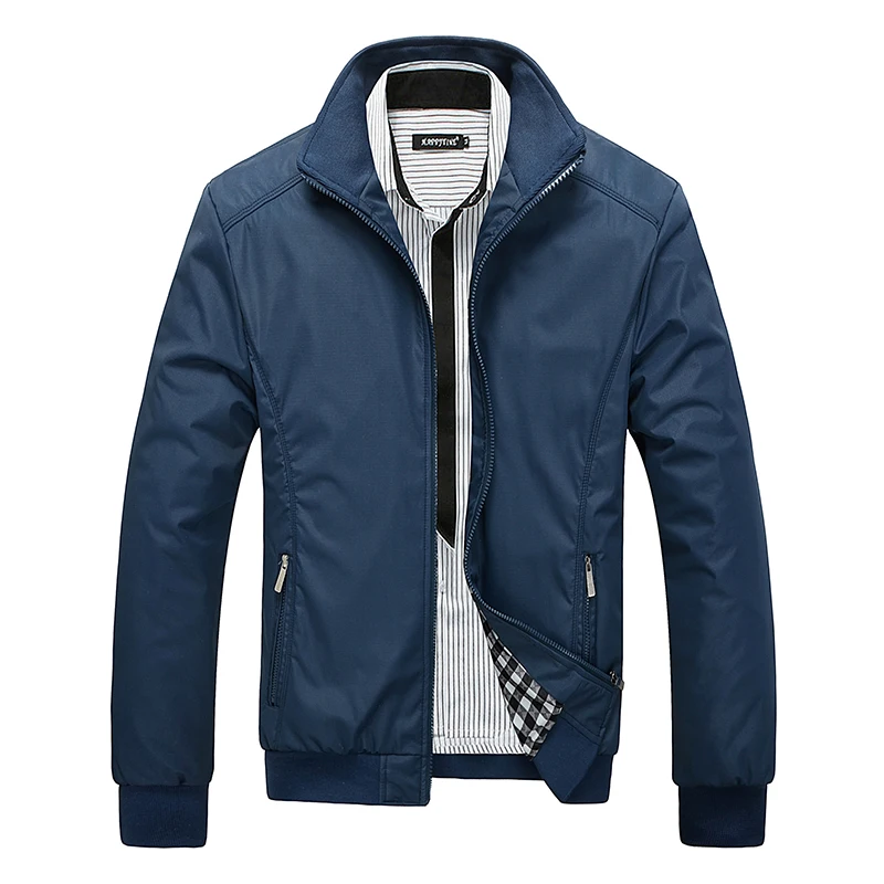

M-5XL Spring Summer Jackets Men Casual Thin Windbreaker College Stand Collar Black Windcheater Homme Varsity Jacket Big Size W64