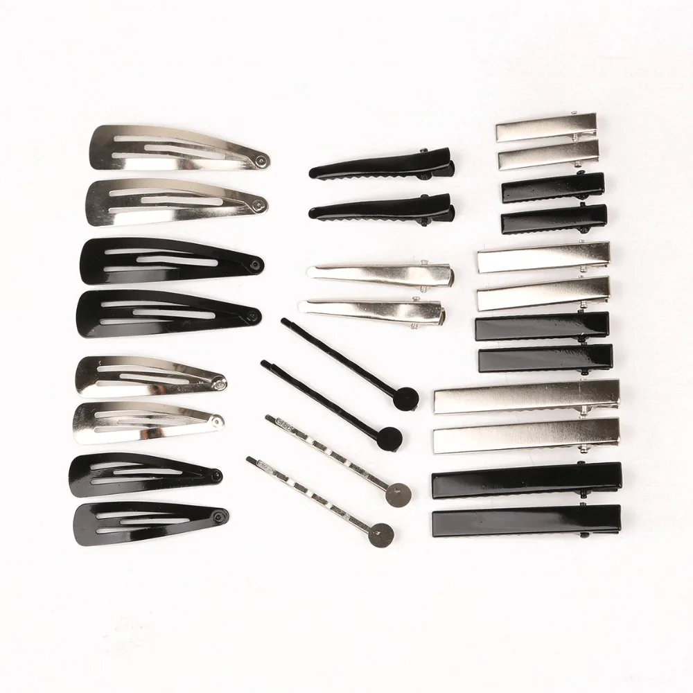 

20pcs/lot New Korean Child Kids Adult Fashion Black Rhodium Barrette Hairclips Hair Pin Girl Women Hair Accessories Material DIY
