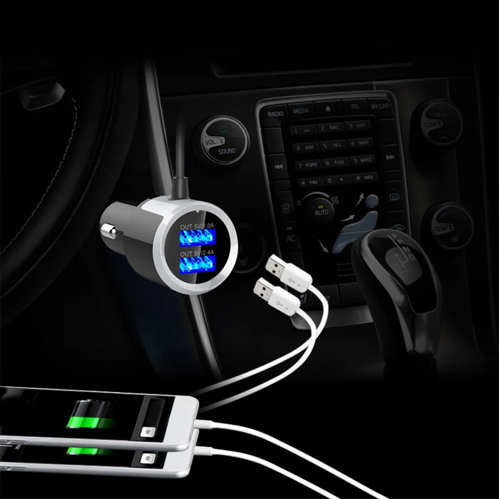 Портативный автомобиля Bluetooth 4,2 fm-передатчик MP3 плеер громкой связи Car Kit нажатием кнопки Bluetooth двойной зарядное устройство usb светодиодный