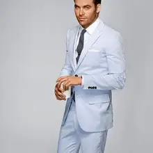 Светло-голубой Для мужчин S Костюмы лацканы Нарядные Костюмы для свадьбы для Для мужчин две кнопки Жених Смокинги для женихов Для мужчин Костюмы(куртка+ Брюки для девочек+ галстук