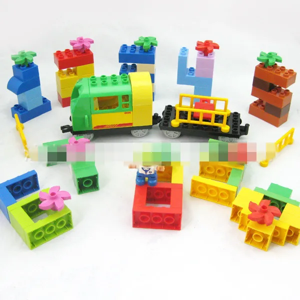 HM108 80PCS Train building blocks Early Learning enlighten Baby toys bricks compatible with duploe educational toys for Children baby-building-blocks : image HM108 80PCS Train building blocks Early Learning enlighten Baby toys bricks compatible with duploe educational toys for Children baby-building-blocks