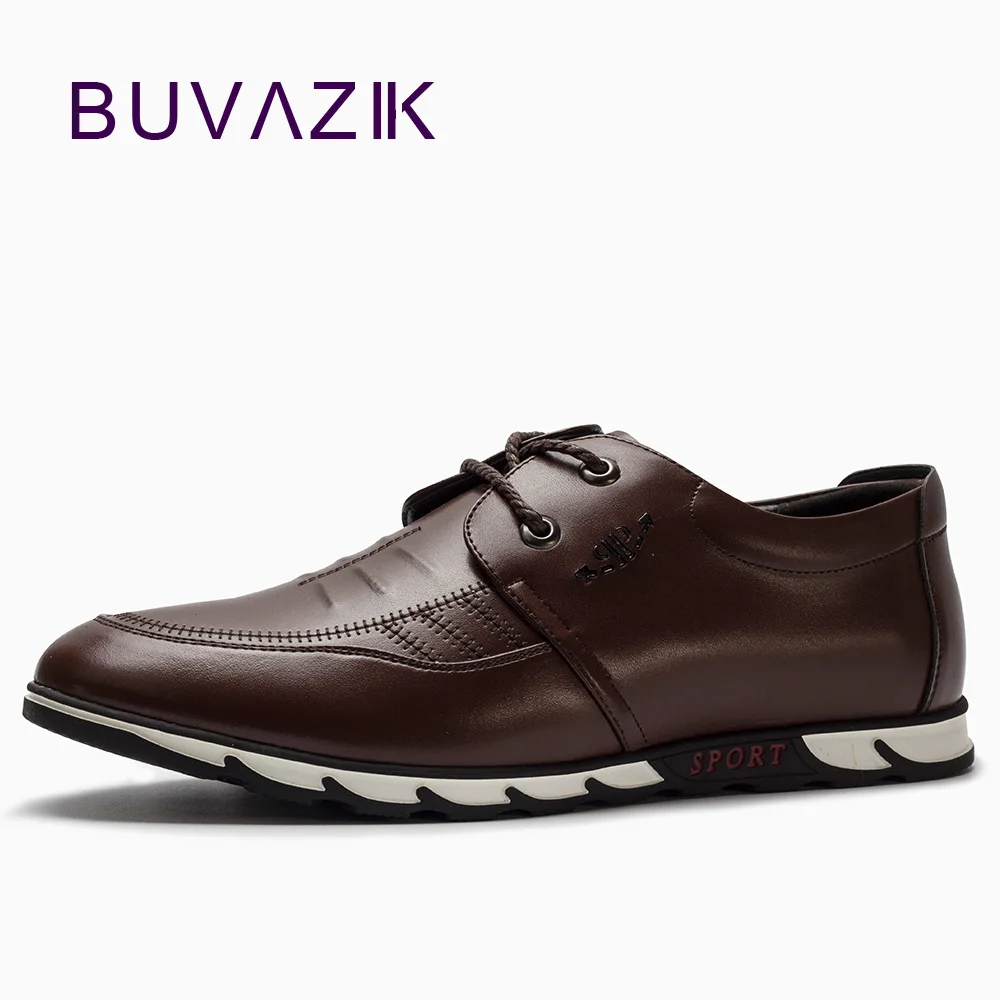 

BUVAZIK New Popular Style Men Leather Shoes,Casual Men Fashion Lace-up Flats,soft and comfortable casual shoes