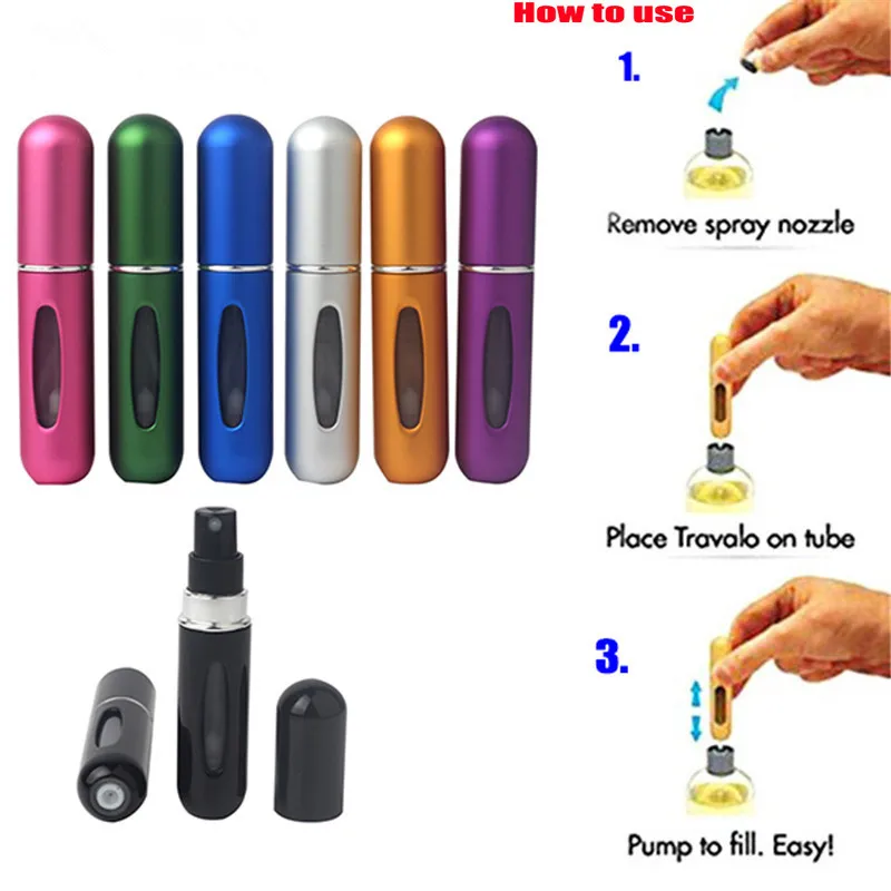 

5ml Refillable Mini Perfume Spray Bottle Aluminum Mini Jar Spray Atomizer Portable Travel Cosmetic Container Perfume Bottle