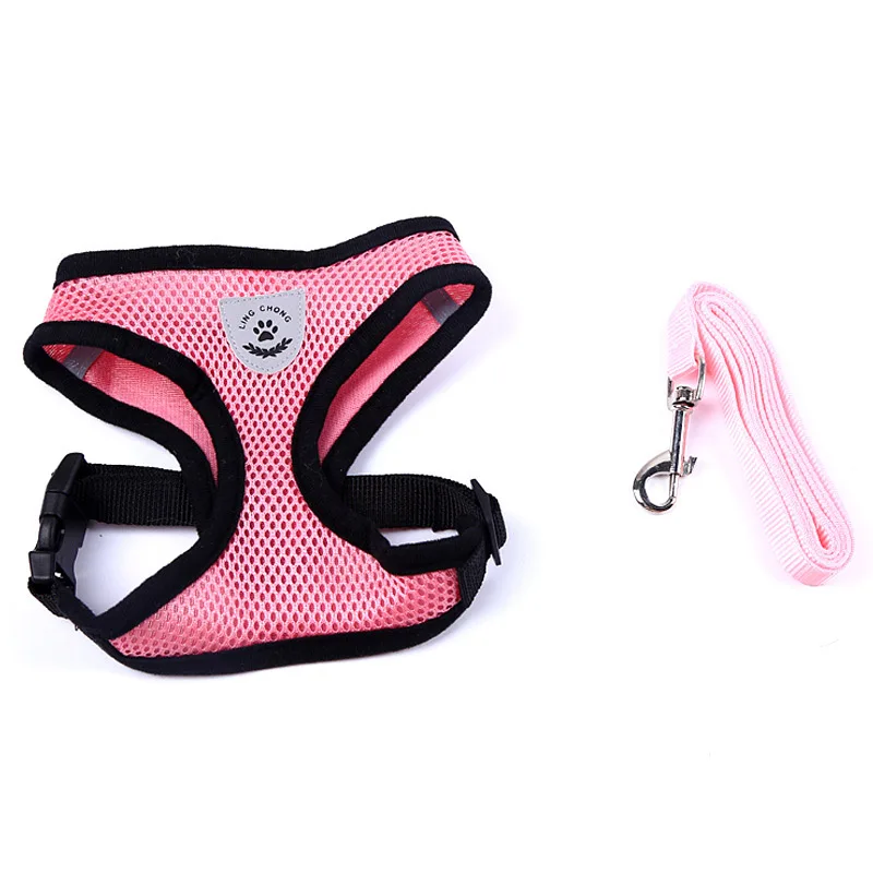 Breathable Mesh Small Dog Pet Harness and Leash Set Puppy Cat Vest Harness Collar For Chihuahua