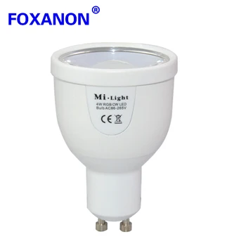 

100% Original Mi Light 2.4G 85-265V Dimmable 4x GU10 4W Wifi RGB LED Bulb Bablle + 1x 4-Zone Remote Control Lamp Lighting