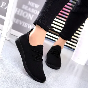 

LZJ 2019 Solid Breathable Shallow Mouth Woman Shoes Concise Classics Flying Woven Candy Color Student Net Shoe Chaussures Femme