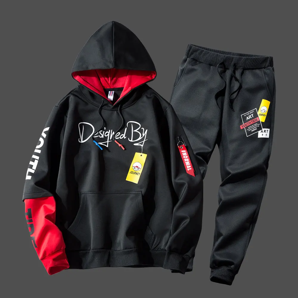 Men Two Pieces Set New Fashion Hip Hop Sportswear Men Plus size Tracksuit Hoodie Autumn Men Brand Clothes Hoodies+Pants Sets