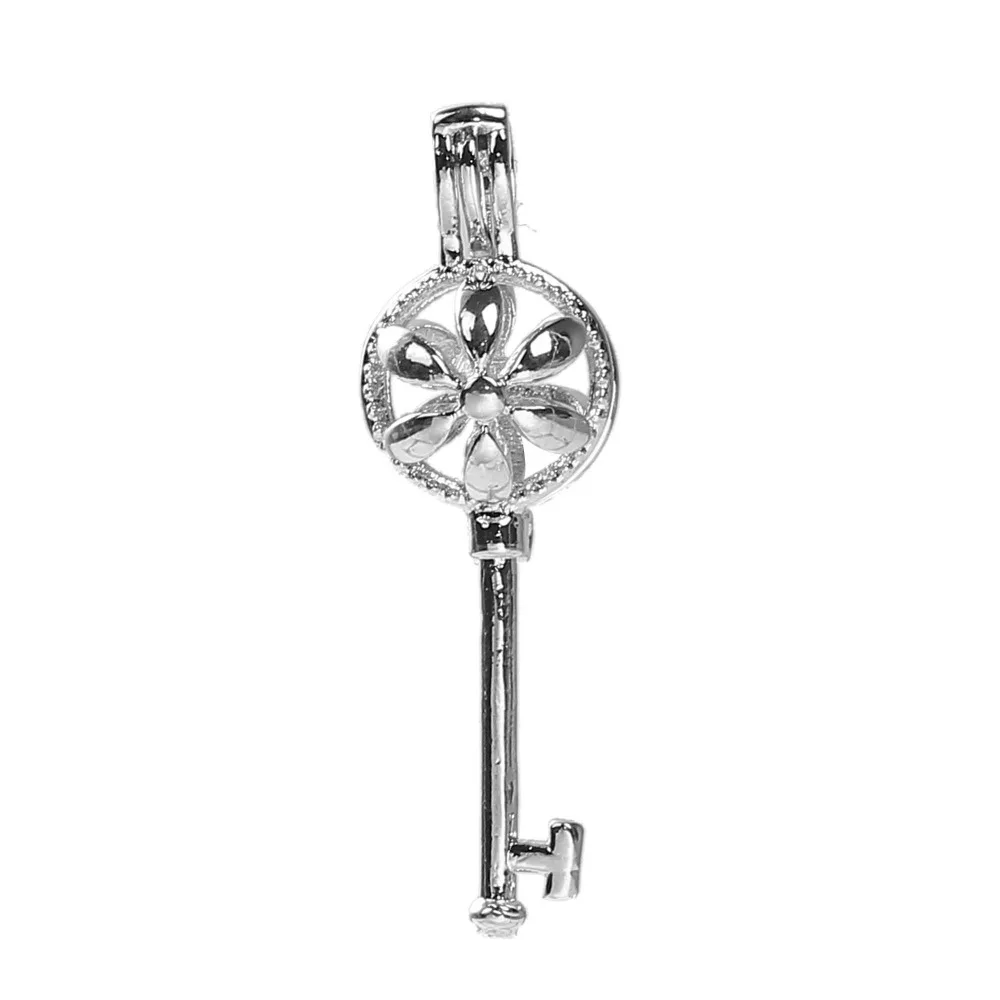 DoreenBeads Copper Pearl Locket Pendants Hollow Key Follower Dull