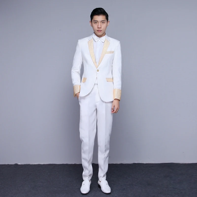white gold prom suit