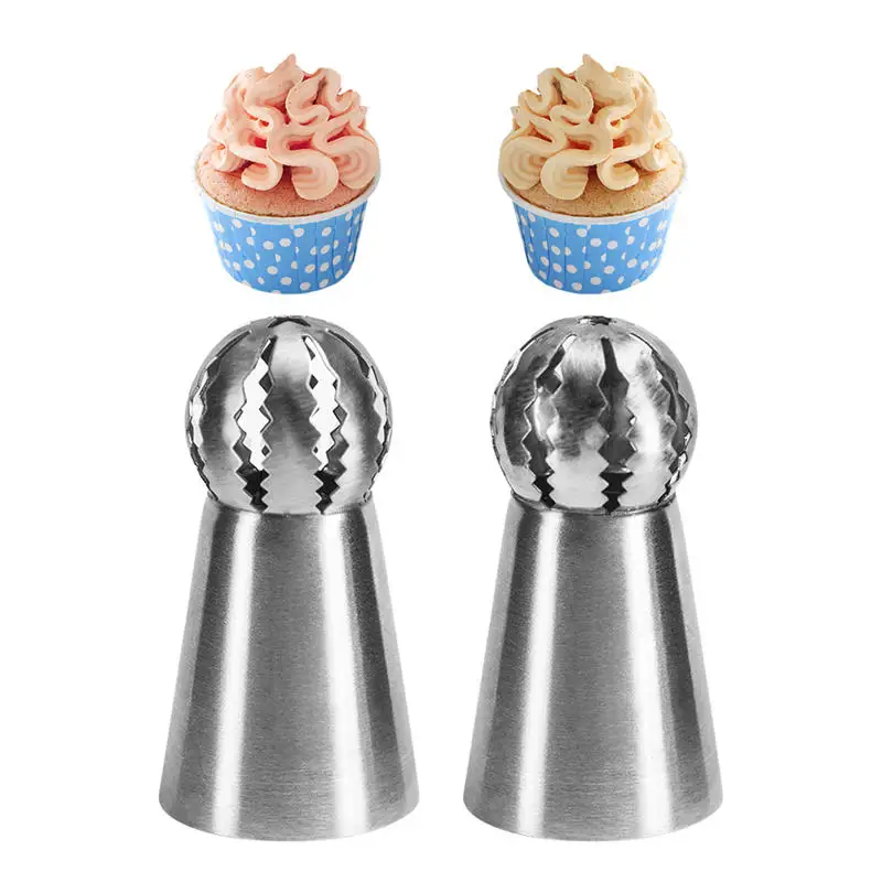 

Cake Decorating tool 2pc/set Ball Piping Tips Sphere Nozzles Cream Stainless Steel Flower Torch Russian Icing Piping Nozzles Set