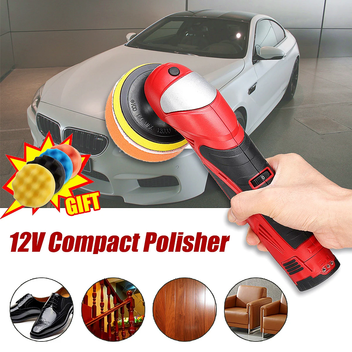 

3000 RPM Compact Polisher Angle Grinder Polishing Buffing For Car Furniture Floor Waxing Sanding Polishing Decontaminating