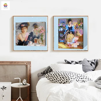

Frameless Diy Digital Painting By Numbers Graceful Lady Hat Dog Acrylic Paint Modern Wall Art Canvas Painting For Home Decor