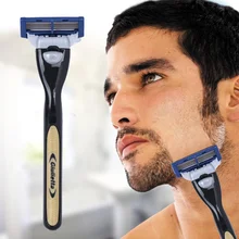 1+ 2 комбо набор станок+ лезвия 4 слоя бритья для мужчин сменные лезвия для бритвы ручная бритва из нержавеющей стали