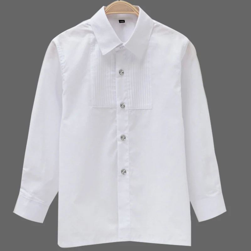 Белая рубашка с длинными рукавами для мальчиков Детские официальные рубашки