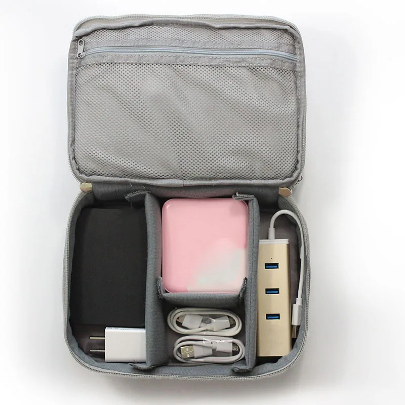 

High Quality Electronic Accessories Data Cable Organizer Bag Double Layers Travel USB Charger Storage Case NCM99