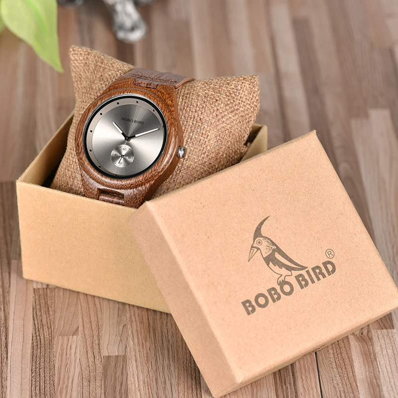 BOBO BIRD Wooden Watch Men Timepieces Relogio masculino Leather Strap Wood Quartz Watches V-Q24 DROP SHIPPING