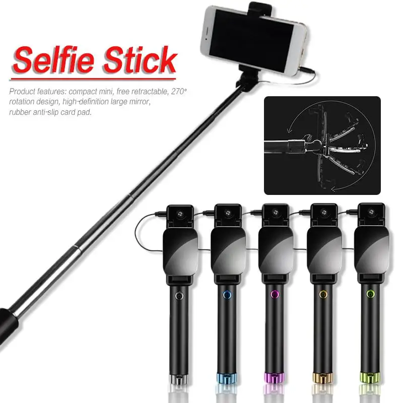 

KPFLY Wired Selfie Stick For iPhone 6 6S For Xiaomi Huawei Samsung Monopod Stick 3.5mm For Selfie Foldable Portable Selfiestick
