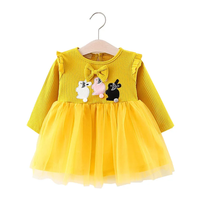 

Girls Spring Autumn Cute Lovely Princess Dress Rabbit Soft Cotton Clothing For Sweet Vestidos Infantil Long Sleeve Girls Dress