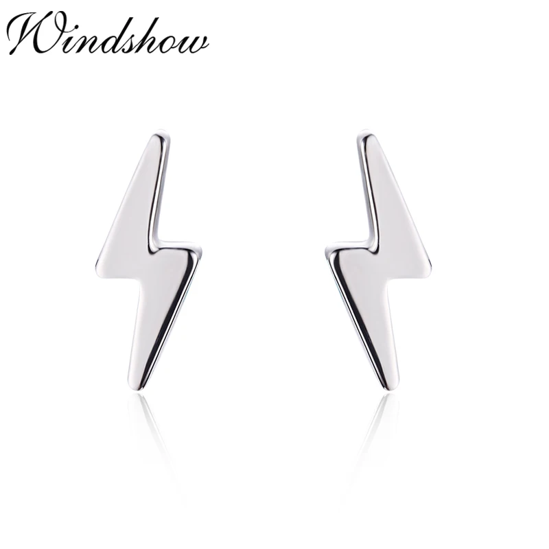 Изящные 925 пробы Серьги-гвоздики с серебряными молниями для женщин и девочек, детские ювелирные изделия Orecchini Aros Aretes Kolczyki