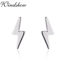 Изящные 925 пробы Серьги-гвоздики с серебряными молниями для женщин и девочек, детские ювелирные изделия Orecchini Aros Aretes Kolczyki