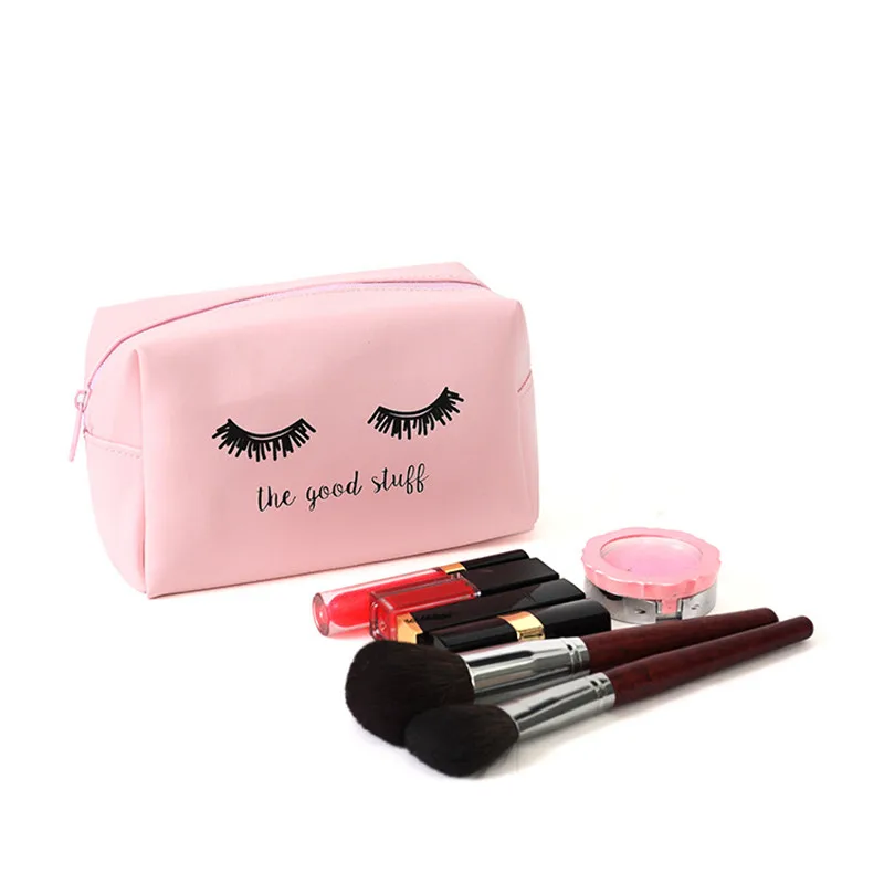 المحمولة الوردي بو الكرتون رمش عملة حقيبة للتخزين السفر ماكياج الفانيلا الحقيبة التجميل حقيبة حالات للنساء الفتيات