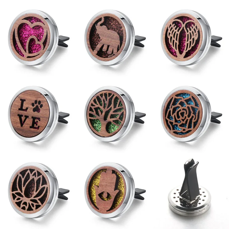 30mm Tree of Life Wood Car Air Freshener Perfume Essential Oil Diffuser Locket Random Send 1pcs Oil Pads as Gift|Pendants| - AliExpress