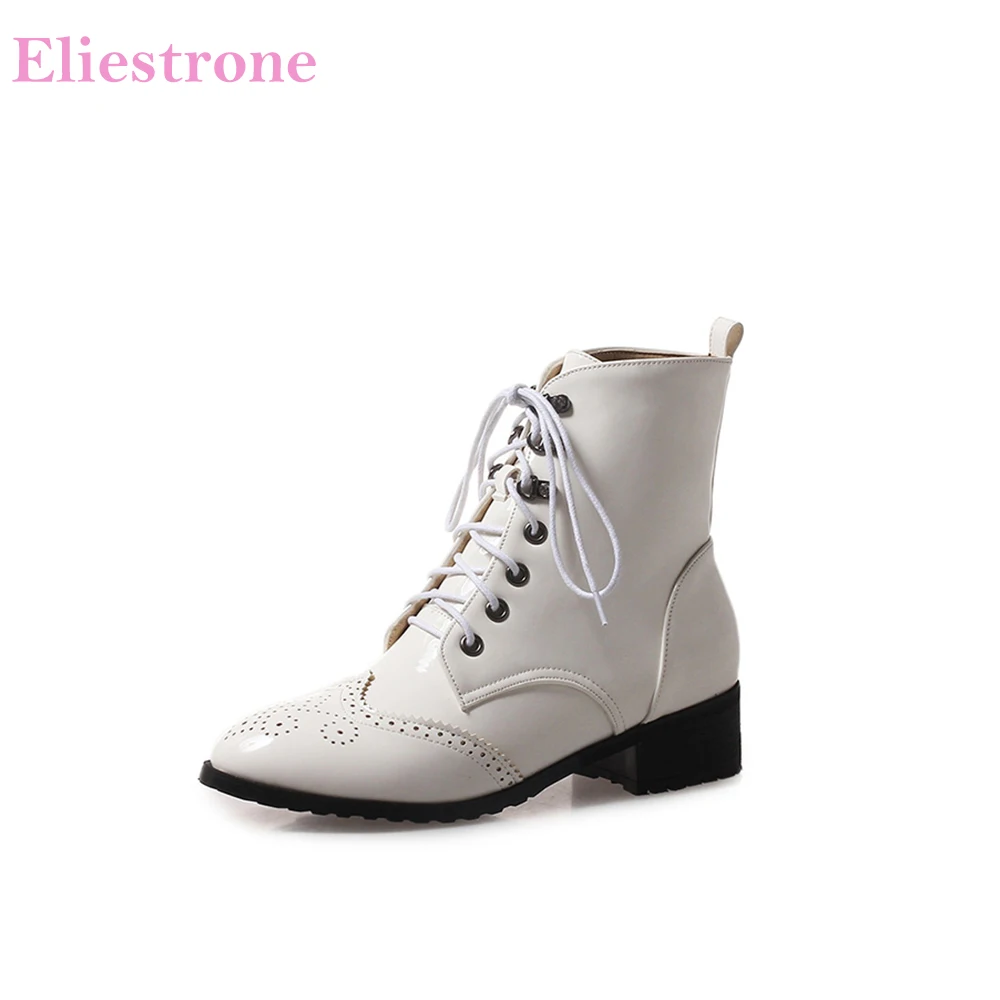 

Brand New Comfortable White Wine Red Women Tactical Ankle Boots Sexy Lady Shoes Chunky Heels AB825 Plus Big Small Size 10 32 43