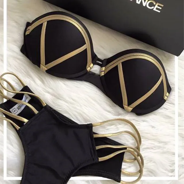 Special Offers QI DAIN Bikinis Women Black Bandage Swimsuit 2018 Sexy Push Up Swimwear Low Waist Bathing Suit Halter Bikinis Suit Swim Q892