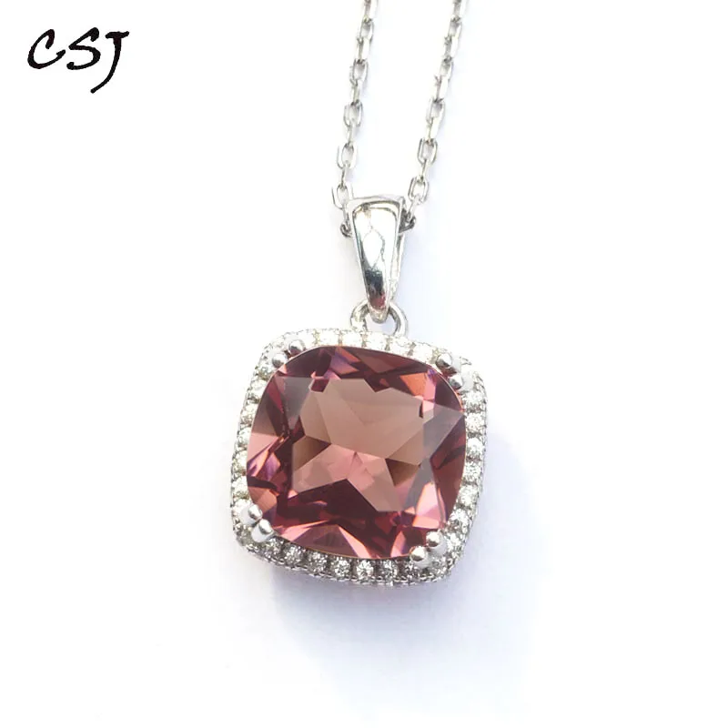 

CSJ Classic Design Zultanite Pendant Sterling 925 Silver cushion Created Sultanite Color Change Fine Jewelry Women Party Wedding