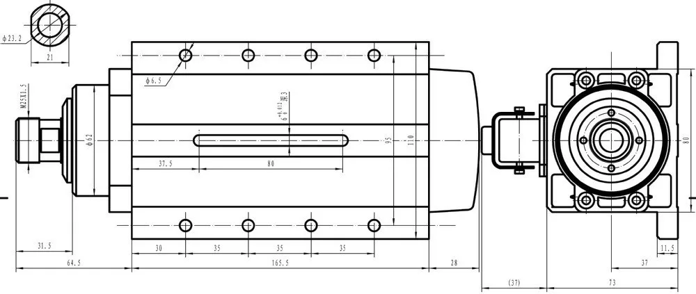 Квадратный 2.2kw Quanlity мотор шпинделя с воздушным охлаждением ER20 runout-off 0,01 мм, 220 В, 4 керамических подшипника для фрезерного станка с ЧПУ гравировального фрезерования