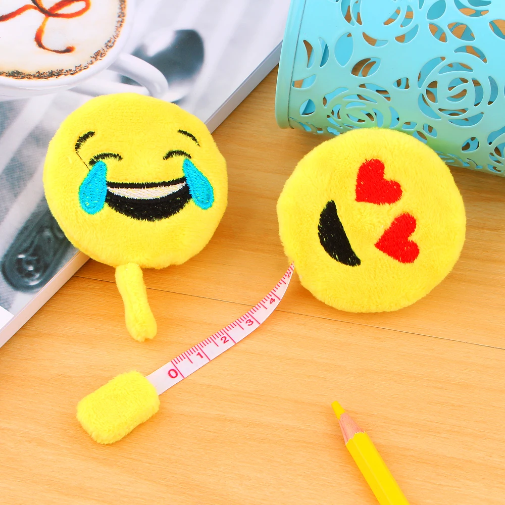 1PCS Kawaii Ruler Emoji Measure Tape Cute Portable Plush Ruler