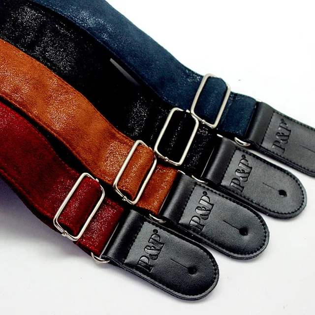 Luxury Brown Leather Guitar Strap With Buckle, BS79, 3 Inch Width