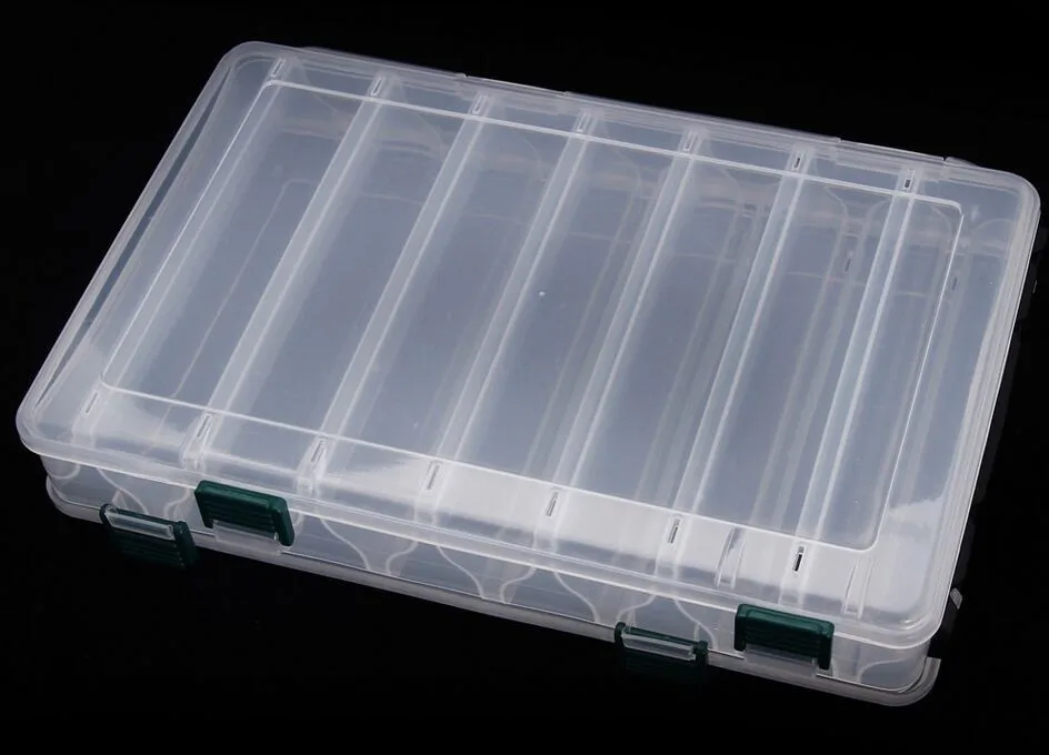 Double Sided 14/10 Compartments, KAWA Fishing Box, High Strength Transparent Visible Plastic  Box with Drain Hole, Free Shipping