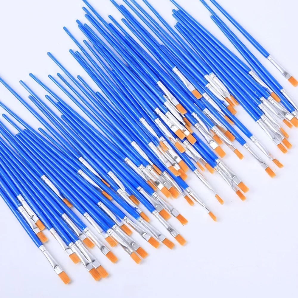 10 шт./компл. тонкой ручной Краски ed с плоской головкой, ручка-закладка синий скетч-Бук Искусство Кисть нейлон кисть ручки