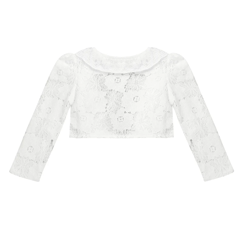 Cardigan de Manga Jaqueta de Renda Bolero para Vestido de Noiva Crianças Meninas Rendas Cardigan Longa Bolero Partido Roupa Branca 5 Manga Longa Jaqueta de Renda Bolero Bolero