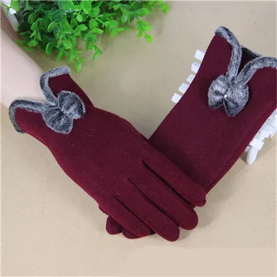 G032 Wine Red YRRETY, женские кашемировые перчатки для улицы, Осень-зима, женские теплые перевернутые рукавицы, хлопковые перчатки на запястье, однотонные женские шерстяные перчатки - Цвет: G032 Wine Red