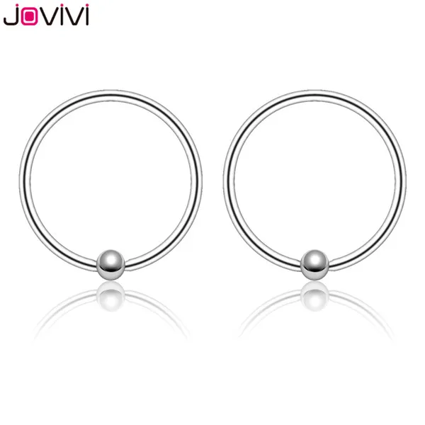Jovivi нержавеющая сталь 22 г кольцо для носа пирсинг для носа хряща Tragus Daith перегородка ухо спираль бровей губы пирсинг ювелирные изделия - Окраска металла: 2pcs Silver 12mm