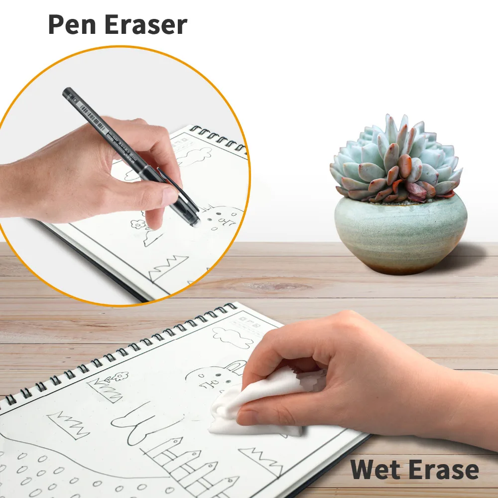  2020 Original Smart Reusable Erasable Notebook Pens Extra Fine Smooth 0.5mm Gel Black Red Ink Refil - 32963087764