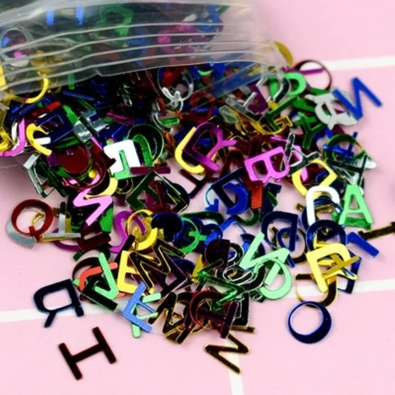 

Sequin Mixed Color 5x7mm 26 Letter 0-9 Number PVC Loose Sequins for Nail Art Craft DIY Sewing Wedding Scrapbooking Accessory 20g