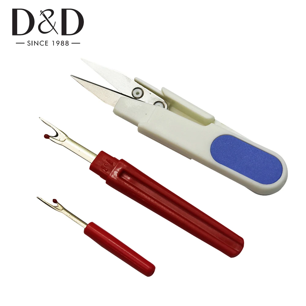 

D&D Plastic Handle Safety Cover Sewing Scissors Thread Cutter Seam Ripper Thread Embroidery Cross-stitch Cutter Sewing Tool