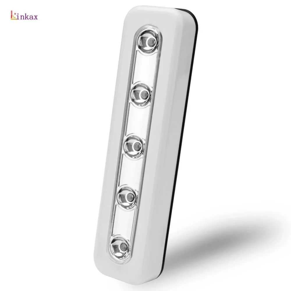  5-LED Night Light White LEDs Power By 3 x AAA Battery Lamp With Self-adhesive Sticky Tapes Easy Ins - 32957358711