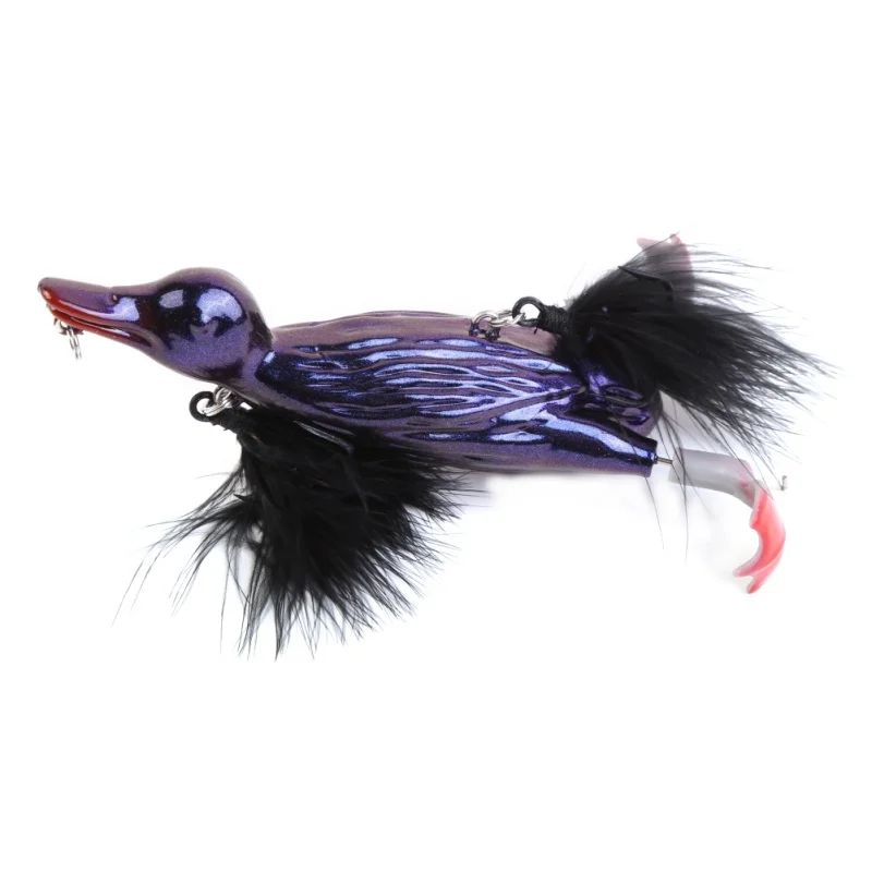 3D Stupid Duck Topwater Fishing Floating Artificial Bait, Plopping and Splashing Feet Hard Fishing Geer