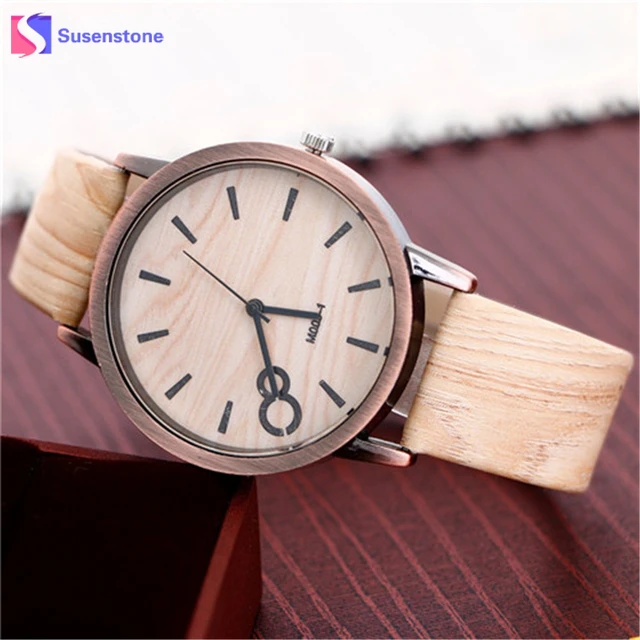 Vintage Retro Wood Graining Wooden Watch Women PU Leather Ananlog Ladies Casual Vintage Retro Wood Graining Wooden Watch Women PU Leather Ananlog Ladies Casual