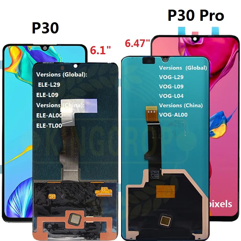 Для huawei P30 Pro ЖК-дисплей huawei P30 ЖК-дисплей Сенсорный экран с рамкой Digitizer Assembly VOG-L09 VOG-L29 VOG-TL00 для huawei P30Pro ЖК-дисплей