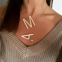 Большое первоначальное ожерелье, ювелирные изделия из нержавеющей стали, ожерелье с большими буквами, A-Z, золото, персонализированное ожерелье, ожерелье с монограммой, подарки