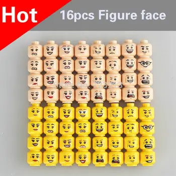 

16pcs/set Female Male Joker Figure Face Head Set MOC Accessories Building Blocks Model Bricks Toys for Children