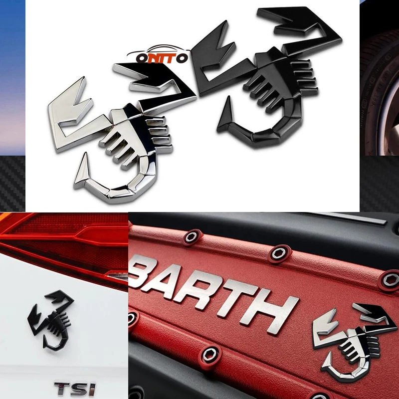 

1pcs Metal Car Body Decorative Sticker Auto Emblem abarth Silvery Black car body sticker for Fiat