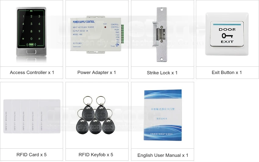 Diysecur 125 кГц RFID touch Reader пароль клавиатуры дверные Управление доступом безопасности Системы Kit + удар Блокировка C20